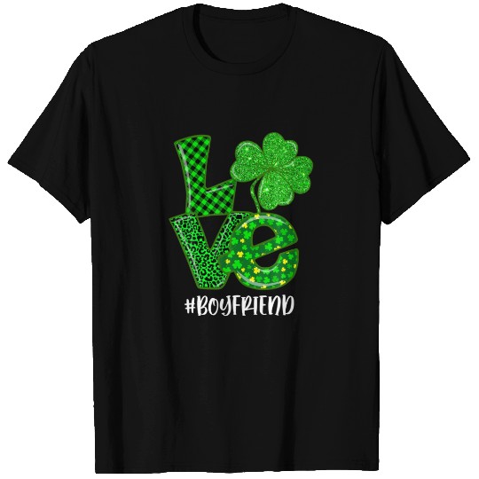 Love Boyfriend St Patrick's Day Green Plaid Leopar T-shirt