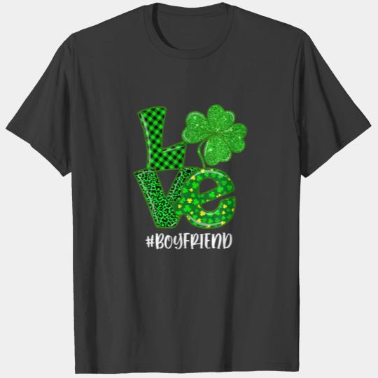 Love Boyfriend St Patrick's Day Green Plaid Leopar T-shirt