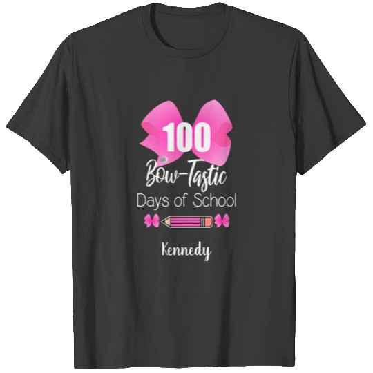 Personalized 100 Days of School Cute Girly Bows T-shirt
