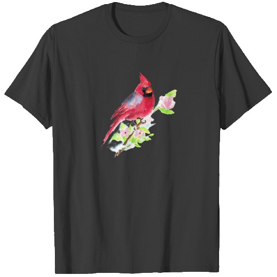 Hand Painted Watercolor Christmas Bird T-shirt