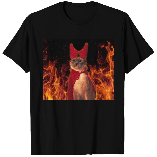 Funny Cat in Halloween Devil Costume T-shirt