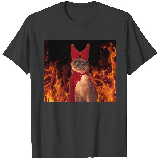 Funny Cat in Halloween Devil Costume T-shirt
