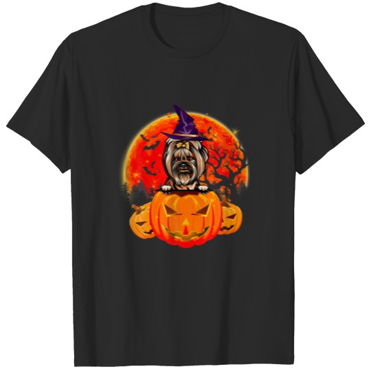 Yorkshire Terrier Witch Pumpkin Women Dog Lover T-shirt