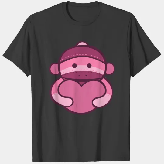 Pink Valentine Sock Monkey Merchandise T-shirt