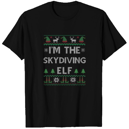 Sky Diving Elf Ugly Christmas Skydiving T-shirt