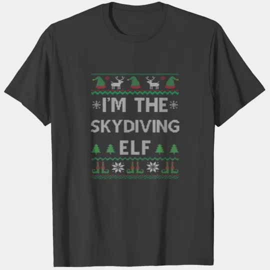 Sky Diving Elf Ugly Christmas Skydiving T-shirt