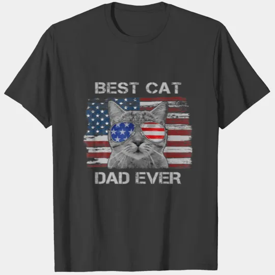 Best Cat Dad American Flag Sunglasses Patriotic 4T T-shirt