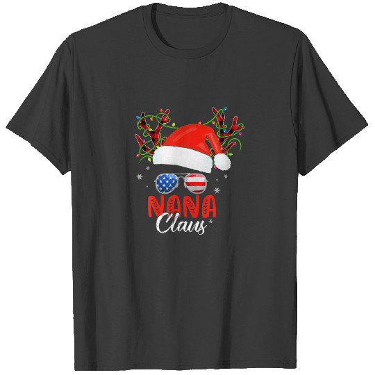 Nana Claus Reindeer Santa Messy Bun Christmas Fami T-shirt