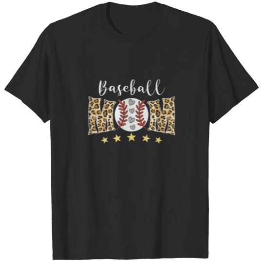 Discover Womens Baseball Sign Players Mom Leopard Graphic H T-shirt
