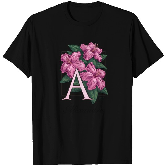 A for Azalea Flower Monogram T-shirt