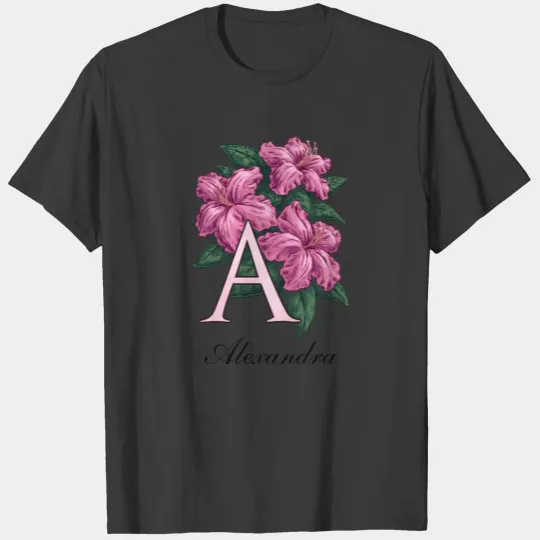 A for Azalea Flower Monogram T-shirt