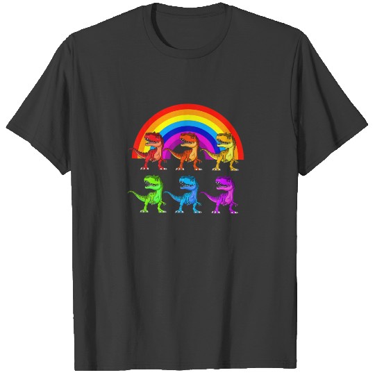 Rainbow Dinosaur Queer T Rex LGBT Gay Pride T-shirt