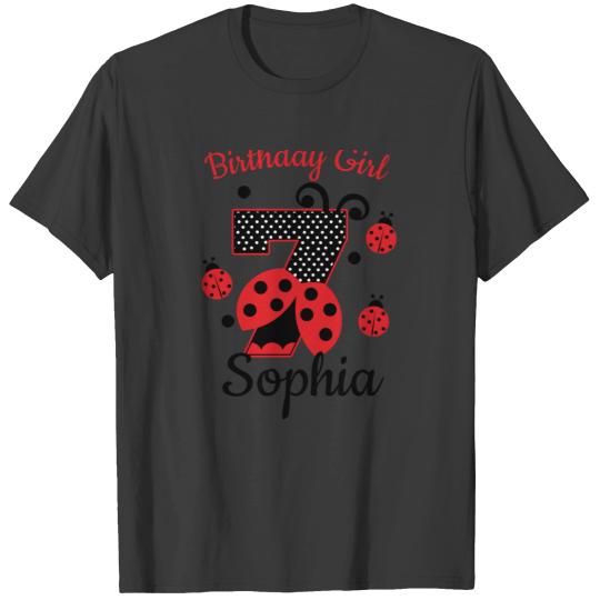 Seventh Birthday ladybug 7 | custom designs T-shirt