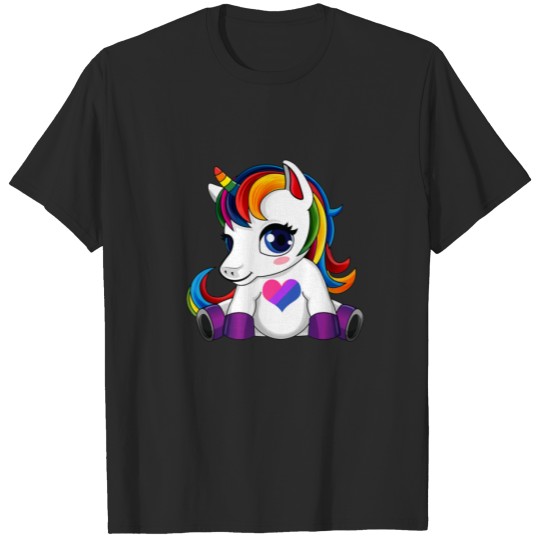 Discover Unicorn With Bisexual Flag Heart - Bisexual Flag T-shirt