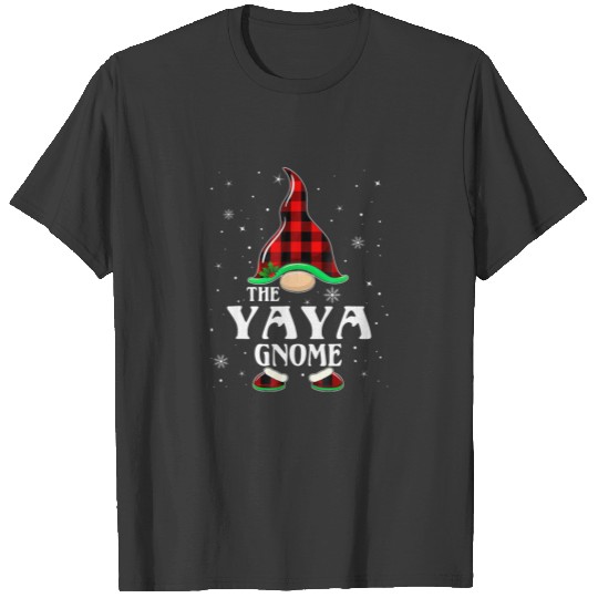 Yaya Gnome Buffalo Plaid Matching Family Christmas T-shirt