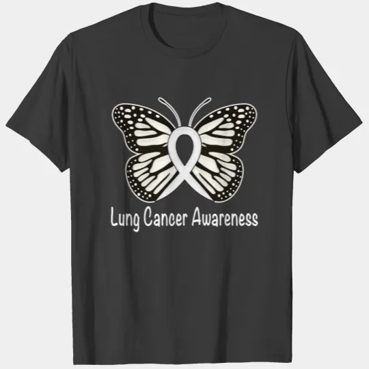Lung Cancer Butterfly Awareness Ribbon T-shirt