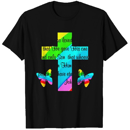 CROSS AND BUTTERFLY JOHN 3:16 DESIGN T-shirt