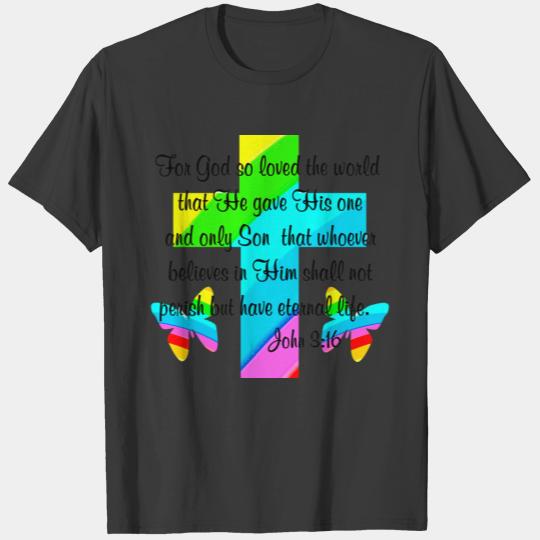 CROSS AND BUTTERFLY JOHN 3:16 DESIGN T-shirt