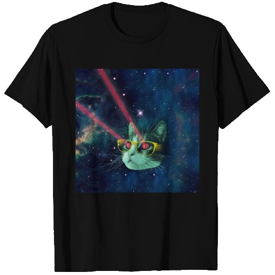 Space cat with yelow glasses T-shirt