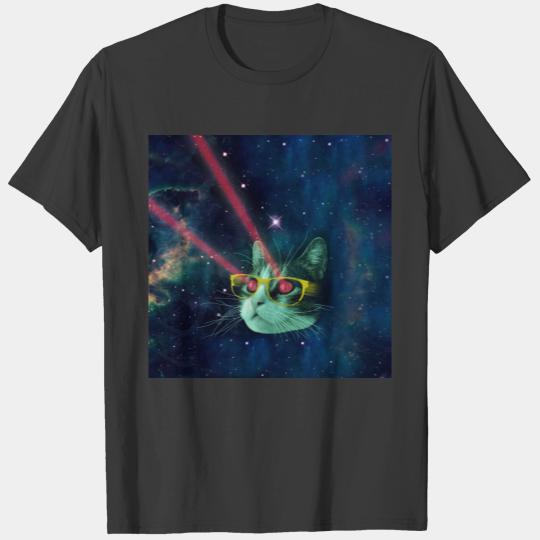 Space cat with yelow glasses T-shirt