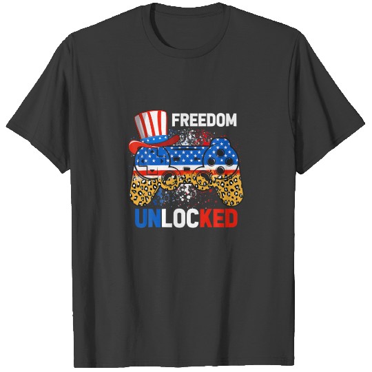 Freedom Unlocked Video Game Leopard 4Th Of July US T-shirt