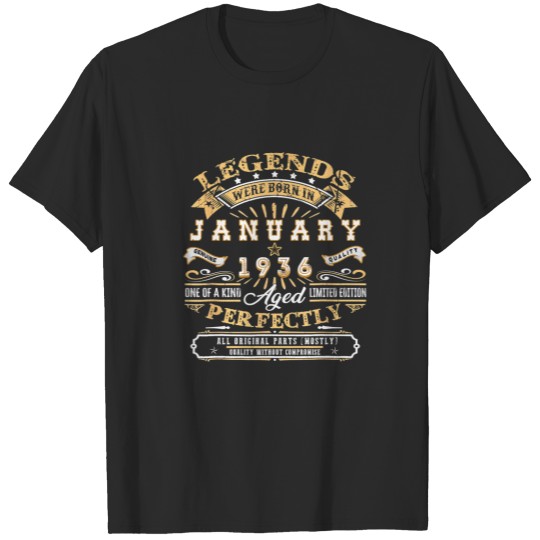 Discover 86Th Birthday Gift For Legends Born January 1936 8 T-shirt