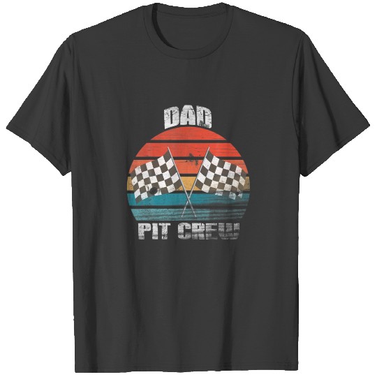 Discover Dad Pit Crew Race Car Chekered Flag Vintage Racing T-shirt
