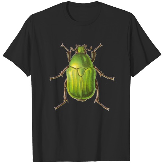 Discover Vintage Green Beetle Illustration T-shirt