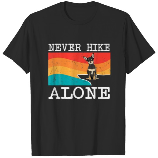 Discover Never Hike Alone Black Chihuahua Graphic Hiking T-shirt