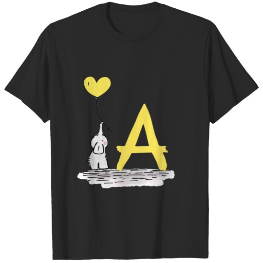 Elephant And Yellow Heart Balloon Monogram T-shirt