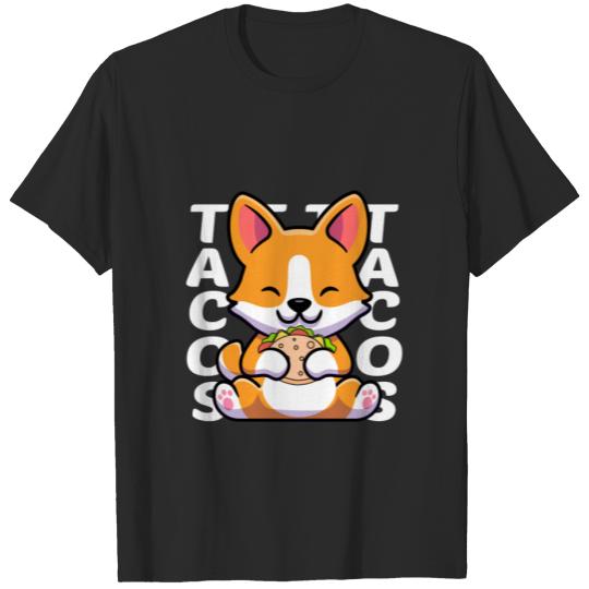 Discover Corgi Eating tacos gift Corgi Dog and tacos lovers T-shirt