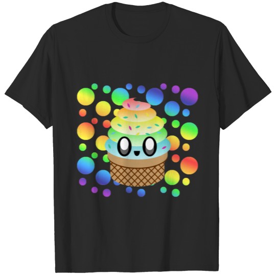 Kawaii Ice Cream Cone Rainbow Dots T-shirt