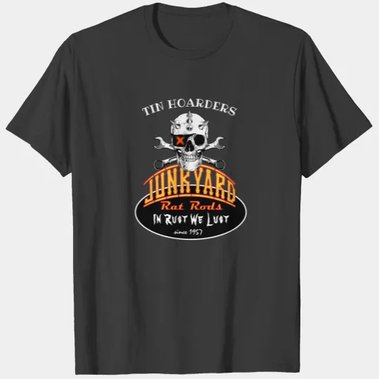 Tin Hoarders Junkyard Rat Rods Skull Distressed T-shirt