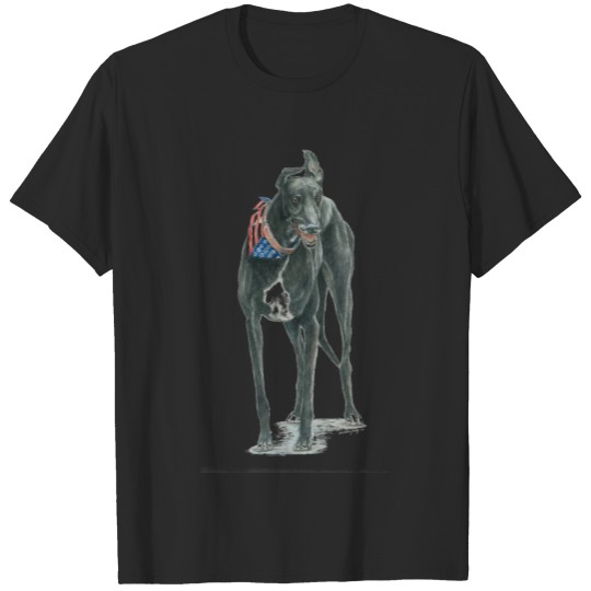 Discover Patriotic Black Greyhound Dog Art T T-shirt