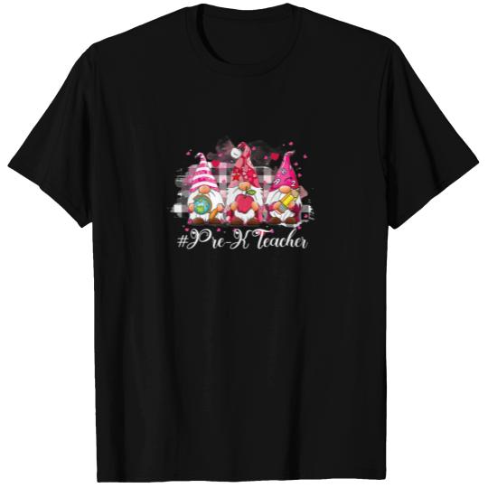 Plaid Funny Gnome Pre-K Teacher Valentines Day Mat T-shirt