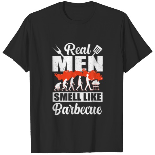 Discover Mens Real Men Smell Like Barbecue Smoked Meat Cool T-shirt