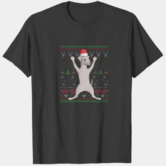 Weimaraner Dog Santa Claus Ugly Christmas Pattern T-shirt