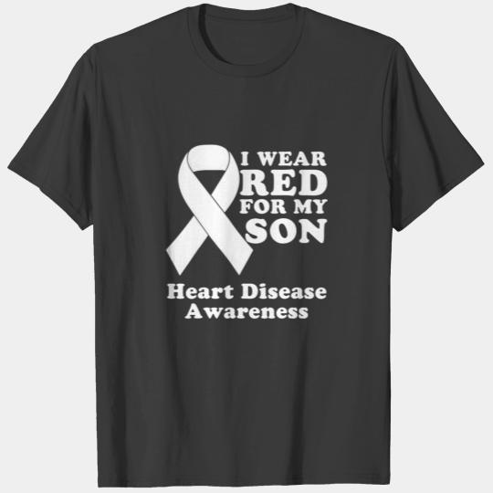 I Wear Red For My Son Heart Disease Awareness Mont T-shirt