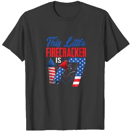 This Little Firecracker Is 7 Years Old Birthday 4T T-shirt