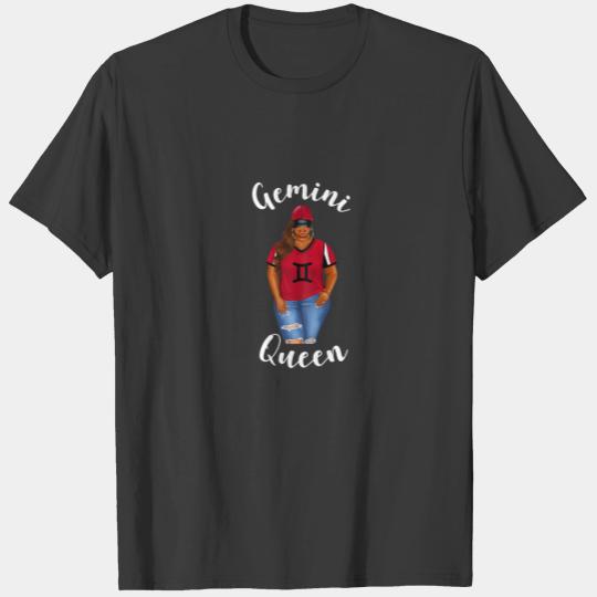 Womens African American Baseball Mom Gemini Queen T-shirt