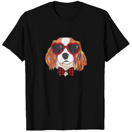 Cavalier King Charles Spaniel Sunglasses Love Plai T-shirt
