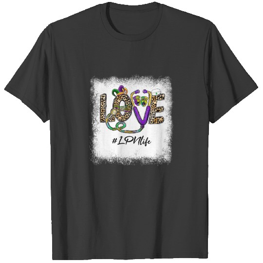 Leopard Love LPN Life Stethoscope Nurse Mardi Gras T-shirt