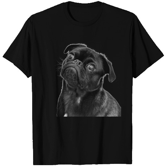 Cute Black Pug Mens Navy Polo T-shirt