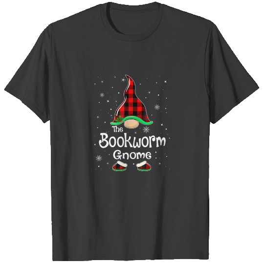 Bookworm Gnome Buffalo Plaid Matching Family Chris T-shirt