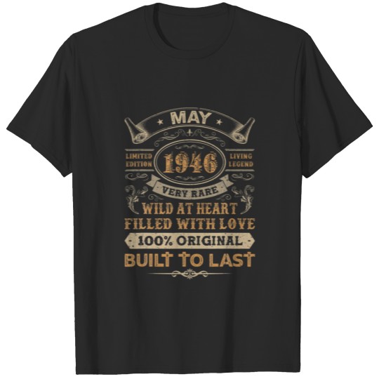 Discover 75Th Birthday Gifts 75 Years Old Retro Born In May T-shirt