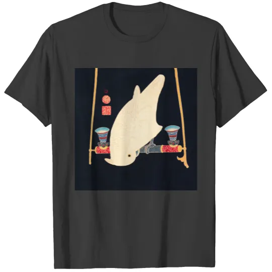 White Macaw Vintage Bird Japanese Woodblock Print T-shirt