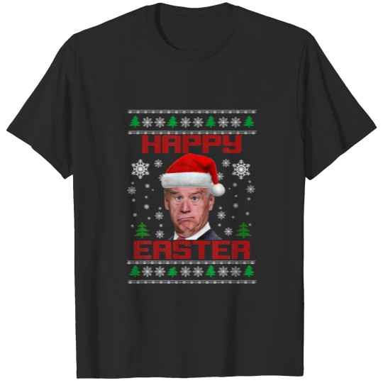 Happy Easter Funny Joe Biden Santa Hat Ugly Sweate T-shirt