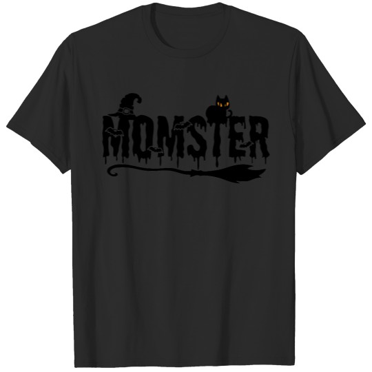 Momster, Funny Witch, Black Cat, Halloween Season T-shirt