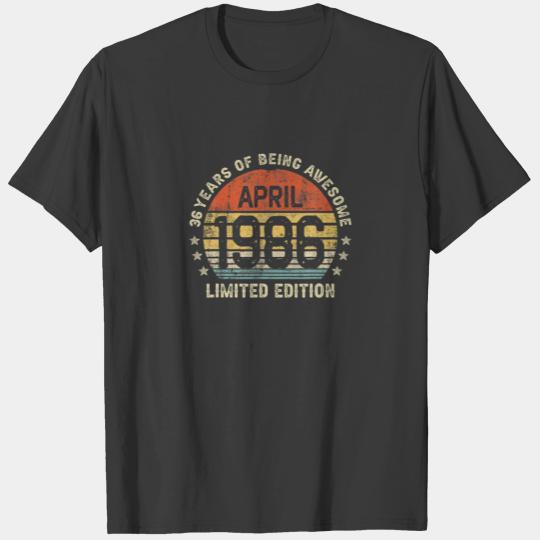 36Th Birthday Born In April 1986 Vintage Limited E T-shirt