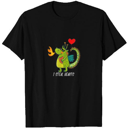 I Love Valentines Day Design Dinosaur Sl Hearts Fo T-shirt